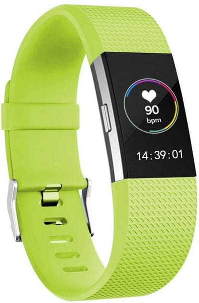 KELERINO. Siliconen polsbandje geschikt voor Fitbit Charge 2 Lime - Large