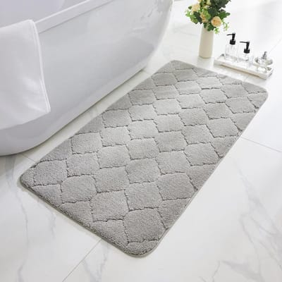 Badkamertapijten, machinewasbaar, antislip badmat voor douchevloer, absorberende sneldrogende badmat met rubberen achterkant voor badkamervloer, bad, douche en woondecoratie, grijs