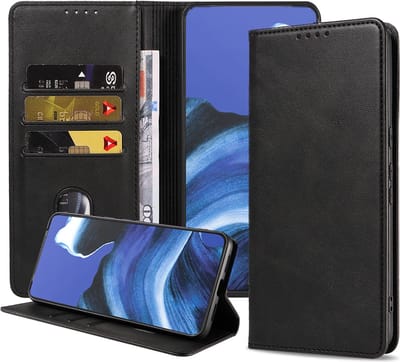 Smartphonica Telefoonhoesje geschikt voor Oppo Reno 2 kunstleren Hoesje met Magnetische sluiting en Pasjeshouders Book Case met Klepje - Zwart geschikt voor Oppo Reno2