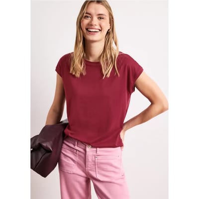 Shirt met boothals en decoratief detail