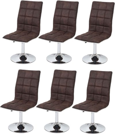 Set van 6 eetkamerstoelen MCW-C41, keukenstoel, in hoogte verstelbaar en draaibaar, stof/textiel MVG ~ vintage donkerbruin