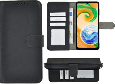 MoDo hoesje Geschikt voor Samsung Galaxy A04 - Kunstleer Book Case - Zwart