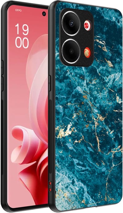 Smartphonica Telefoonhoesje Geschikt voor Oppo Reno 9 / 9 Pro met marmer opdruk - TPU backcover case blue marble design - Blauw geschikt voor Oppo Reno 9;Oppo Reno 9 Pro