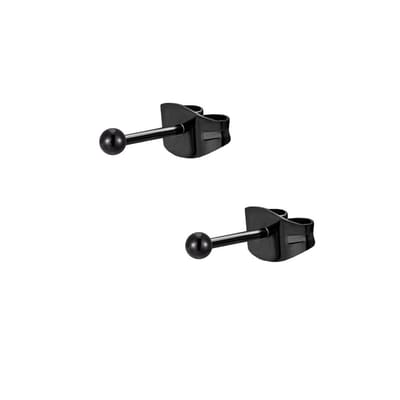 Fako Bijoux® - Oorbellen - Steker - RVS - Stainless Steel - Knopje - 2mm - Zwart
