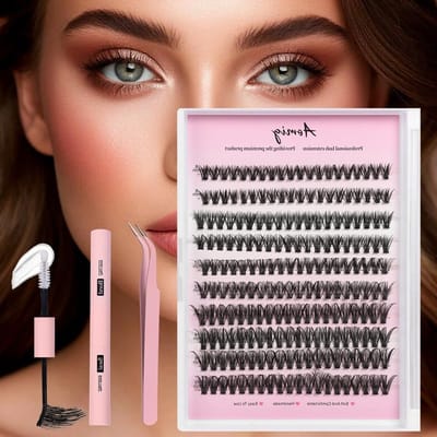 DIY Cluster Wimperextensions Kit met 200 Stuks, 8-16 mm Lengte Mix, Natuurlijke Look, Cat Eye Effect, Inclusief Lijm en Pincet, Milieuvriendelijk Materiaal