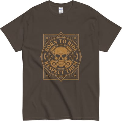 Motorliefhebber Tshirt - Born to Ride Quote - Skull Design - Dames & Heren - Bruin - 2XL