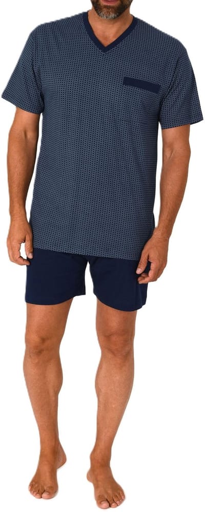Normann herenpyjama met korte mouwen - pyjama in een minimalistische print en V-hals