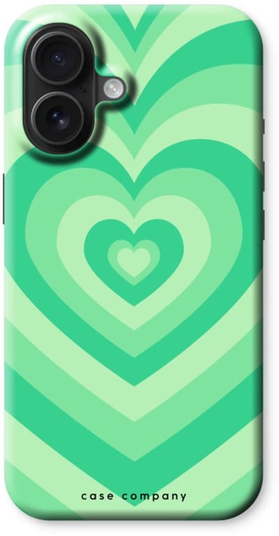 Case Company® - Hoesje geschikt voor iPhone 16 hoesje - Hart Groen - Tough Case - Maximale Bescherming alle Kanten en Schermrand