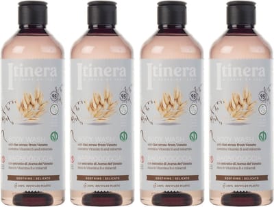 ITINERA - Kalmerende bodywash met haver uit Veneto, 95% natuurlijke ingrediënten, 370 ml (4 stuks)