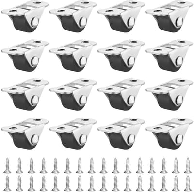 16 Stuks Kleine Zwenkwielen 12mm Met Schroeven - Stille Rubberen Mini Wieltjes voor Meubels en Kasten