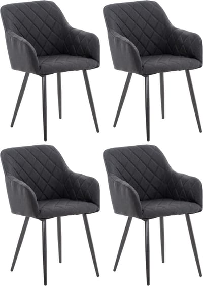 CLP Shila Set van 4 Eetkamerstoelen zwart Stof