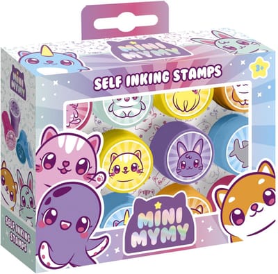 Totum Mini MyMy 12 zelfinktende stempels met kawai dieren, stempelen - creatief speelgoed stempelset - jongens en meisjes vanaf 3 jaar