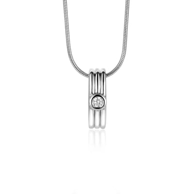 Zinzi zilveren hanger 3 banen en ronde zirkonia 17mm ZIH2241