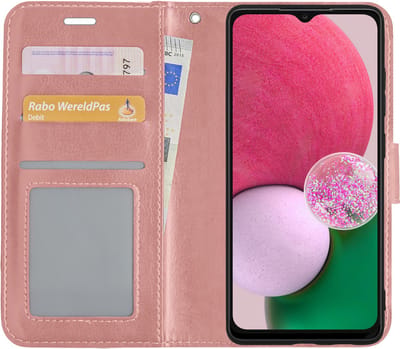 Hoesje Met Pasjeshouder - Geschikt voor Samsung Galaxy A13 4G - Luxe Bookcase Portemonee - Flip Case - Kunstleer Book Case - Flipcase - Book Cover - Walletcase - Portemonneehoes - Rosé goud