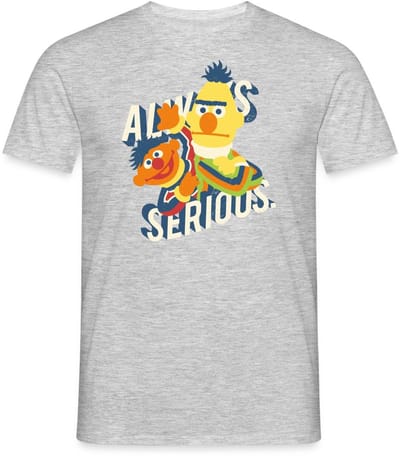 Sesamstraat Ernie Bert Altijd Serieus Always Serious T-Shirt Heren