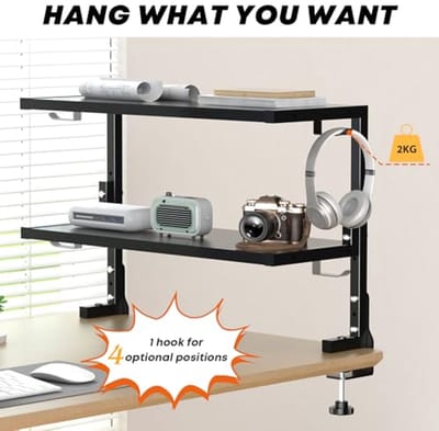 Bureauplank Klem op of Onder - 61 cm Bureau Organizer voor Kantooraccessoires en Gaming Apparatuur, Zwart