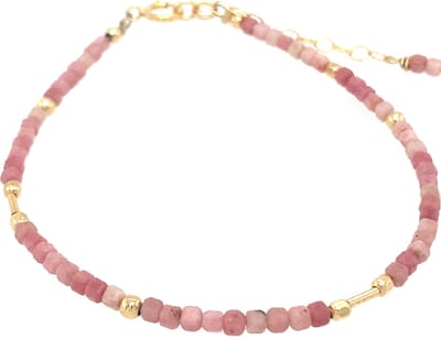 Pat's Jewels Armband - Kralen Armband Dames - Edelsteen - Natuursteen - Goud - Roze - Handmade
