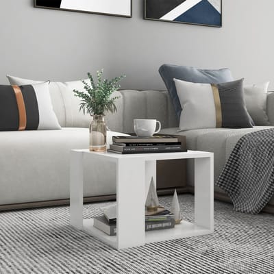 vidaXL - Salontafel - 40x40x30 - cm - bewerkt - hout - wit