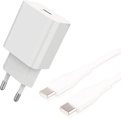 USB C Lader met USB C naar USB C Laadkabel - 1 Meter Lang - 20W Quick en Fast Charge - Wit