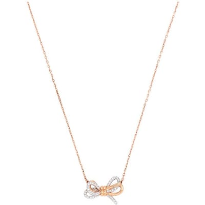 Swarovski Lifelong Bow Serie Zoete Tweekleurige Strik Ketting Damesketting Roségoud 5440636 Box (Random Color) white