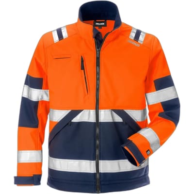 Fristads Hi Vis Softshelljack Klasse 2 4083 Wyh - Hi-Vis oranje/marineblauw - XS