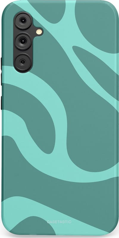 Casetastic Hoesje Geschikt voor Samsung A34 (5G) - Stijlvolle Beschermende Duo-layer Case - Aqua Golven