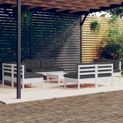 vidaXL - 9-delige - Loungeset - met - antracietkleurige - kussens - grenenhout