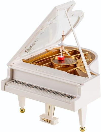 Mechanische Muziekdoos met Dansende Ballerina en Vintage Piano