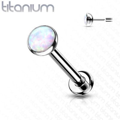 Piercing titanium opal push in 1.2x8x3 - zilver - LMPiercings