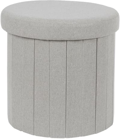 Home Deco Factory Poef/hocker opvouwbaar - latten design - opbergbox - grijs - polyester/mdf - 38 x 38 cm