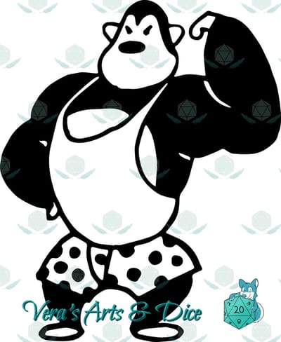 Macho Stoere Gorilla Sticker - Dieren in het Dagelijks Leven | Vera's Arts & Dice | Schattige Stickers - Handgemaakte Stickers - Journaling - Bullet Journal - Scrapbooking - Leuke Stickers - Laptop Sticker - Telefoon Sticker | Aap