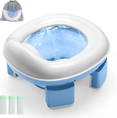 Draagbaar Opvouwbaar Potje voor Peuters en Kinderen - Training Toiletbril voor Binnen en Buiten - Geschikt voor 1-4 Jaar - Inclusief 60 Stuks Reinigingszakken