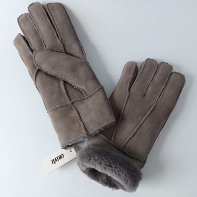 Dames handschoen suéde - kleur taupe - maat M - materiaal SUÈDE - binnenzijde schapenvacht - Italy - zeer warm -