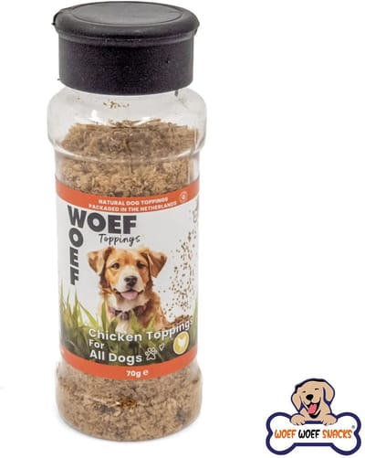 Woef Woef Snacks Hondensnacks Kip Toppings - 0.07 KG - Hondenvoer Toppings - Kip - Alle honden en alle leeftijden vanaf 2 maanden - Geen toevoegingen