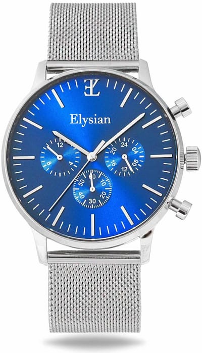 Elysian Heren horloge Zilver 43mm - Mesh - Saffierglas - 5ATM Waterdicht