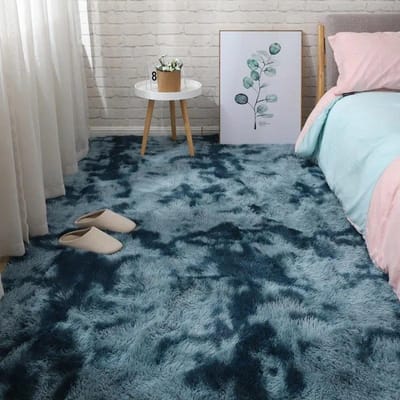 Tapijt Slaapkamer Bedtapijt Pluche Woonkamer Volledige Vloermat Meisje Ins Kamer Vuil Tapijt Bankkleed Warm Groot Kussen 80*160cm pauwblauwe kleur