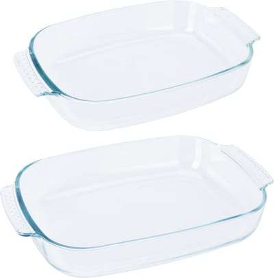 Ovenschalen 2-delige set - glas - ovaal - 2.7 en 3.8 Liter - vaatwasser bestendig