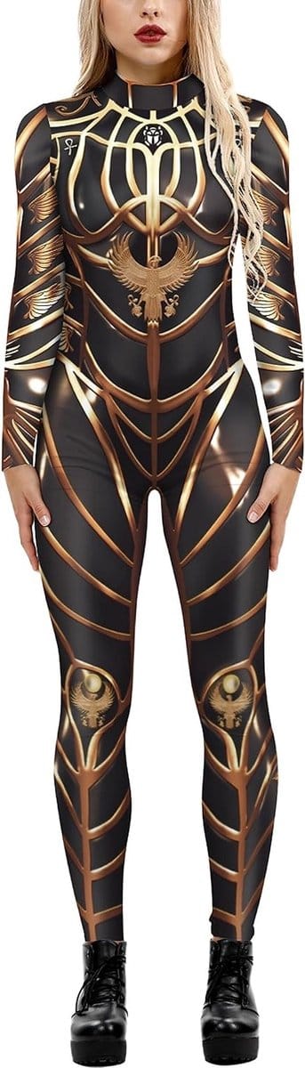 Halloween Kostuum Dames Skelet Cosplay Catsuit Overalls voor Carnavalsfeest in M, S, L, XL