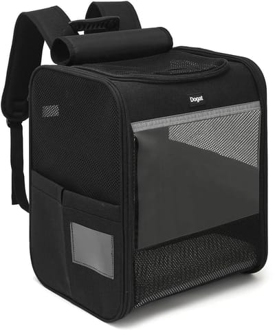 HOB Huisdier Rugzak XL- Ventilerende Draagtas hond of kat - Draagzak - Reistas - Premium Design - Reismand - Huisdieren tot 10 kg - Zwart