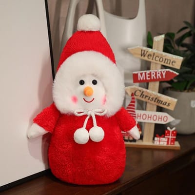 Schattige Kerstdecoratie Pop Witte Sneeuwpop Pop Pluche Speelgoed Kleine Kinderen Lap Pop Kerstcadeau 35cm