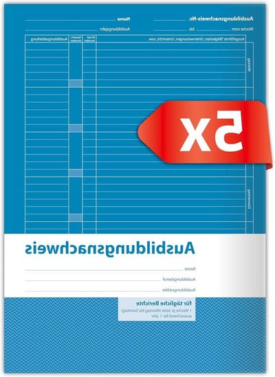 Primus Print Opleidingscertificaat, A4-verslagboek voor leerlingen, 56 pagina's, wekelijkse registratie, met hoogwaardige envelop, ideaal voor de beroepsopleiding, 5 stuks