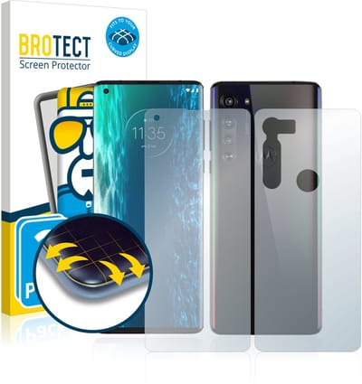 BROTECT - Screenprotector voor Motorola Edge (Voor+Achter) - Folie Beschermfolie transparant volledig dekking - 2 Stuks