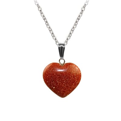 Fako Bijoux® - Ketting Met Hartje - Hart Natuursteen - 20x20mm - Zandsteen - 50cm