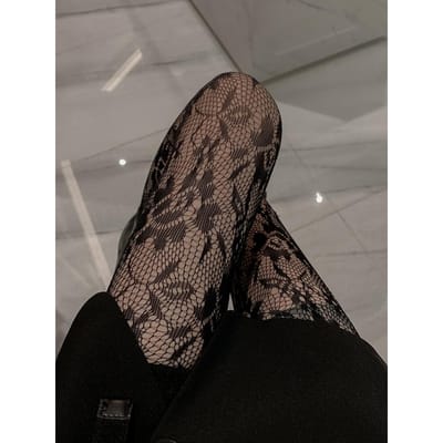 Bas résille noir tournesol pour femme Bas sexy pour la soirée L gray