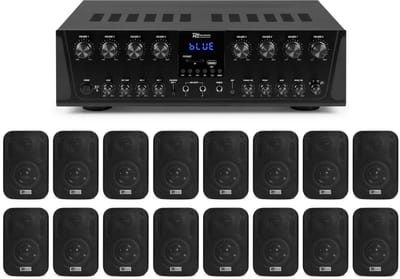 Power Dynamics PV280BT geluidsinstallatie - Met 16 speaker en 8-zone versterker - Bluetooth - 800W