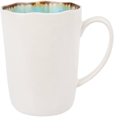 Cosy & Trendy Mok Laguna Azzurro 390 ml - Set van 4 - Aardewerk Met Unieke Textuur - Vaatwasser- & Magnetronbestendig