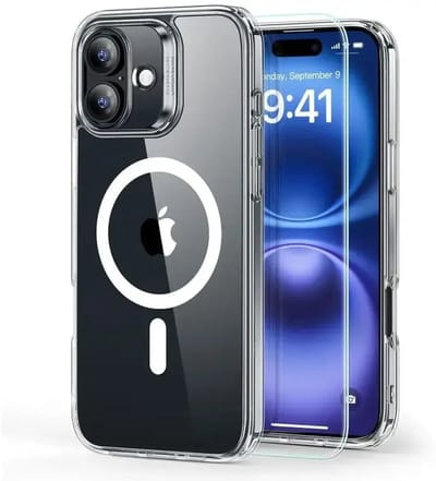 ESR Classic Hybrid HaloLock Hoesje Geschikt voor Apple iPhone 16 - Met Screenprotector - Compatibel met MagSafe - Back Cover - Gehard Glas - Transparant