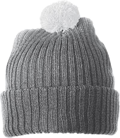 Myrtle Beach - Unisex Gebreide Muts met Pompom (Grijs)