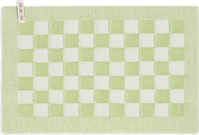 Knit Factory Gebreide Placemat Block - Rechthoek - Dubbelzijdig te gebruiken - Eetmat - Onderlegger - Ecru/Spring Green - Lichtgroen - 50x30 cm