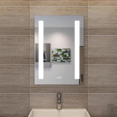 Badkamerspiegel met LED Verlichting, 50x70 cm, Condensvrij, Wandspiegel met Touchschakelaar, IP44